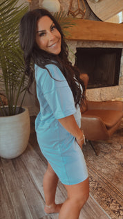 Baby Blue Loose Fit Oversized Romper