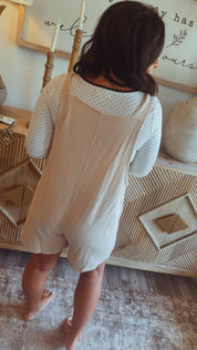 Tan Ribbed Overall  Romper