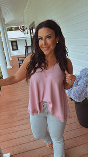 Sassy Lace And Floral Pink POL Tank