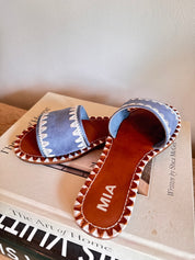 Blue and White Stitched MIA Sandals