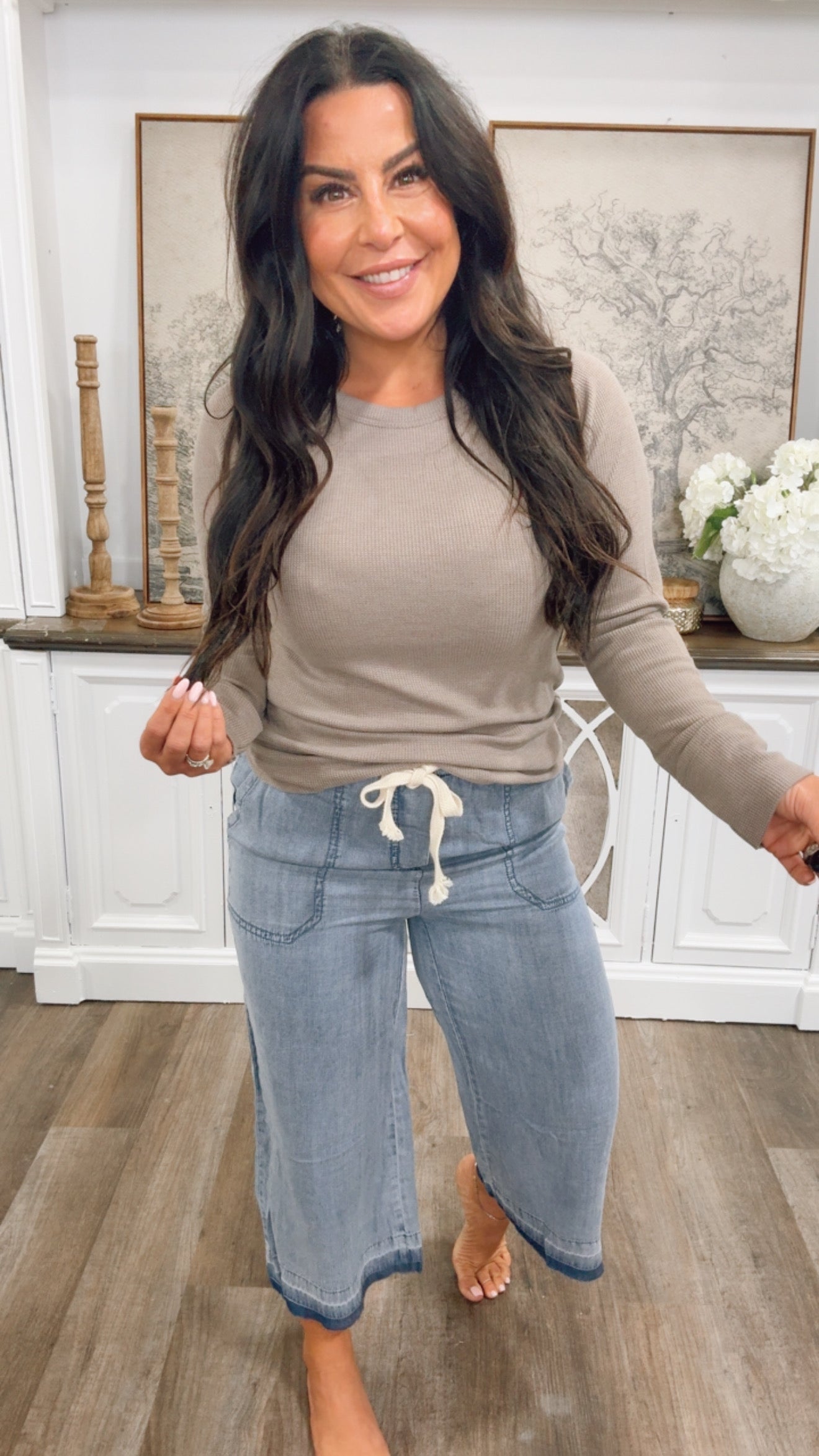 Chic Denim Flowy Loose Fit Joggers