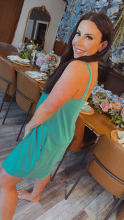 Mint Green Tank Romper With Pockets