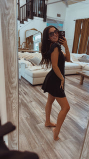 elegant Black and Tan One Piece Bathing Suit Dress
