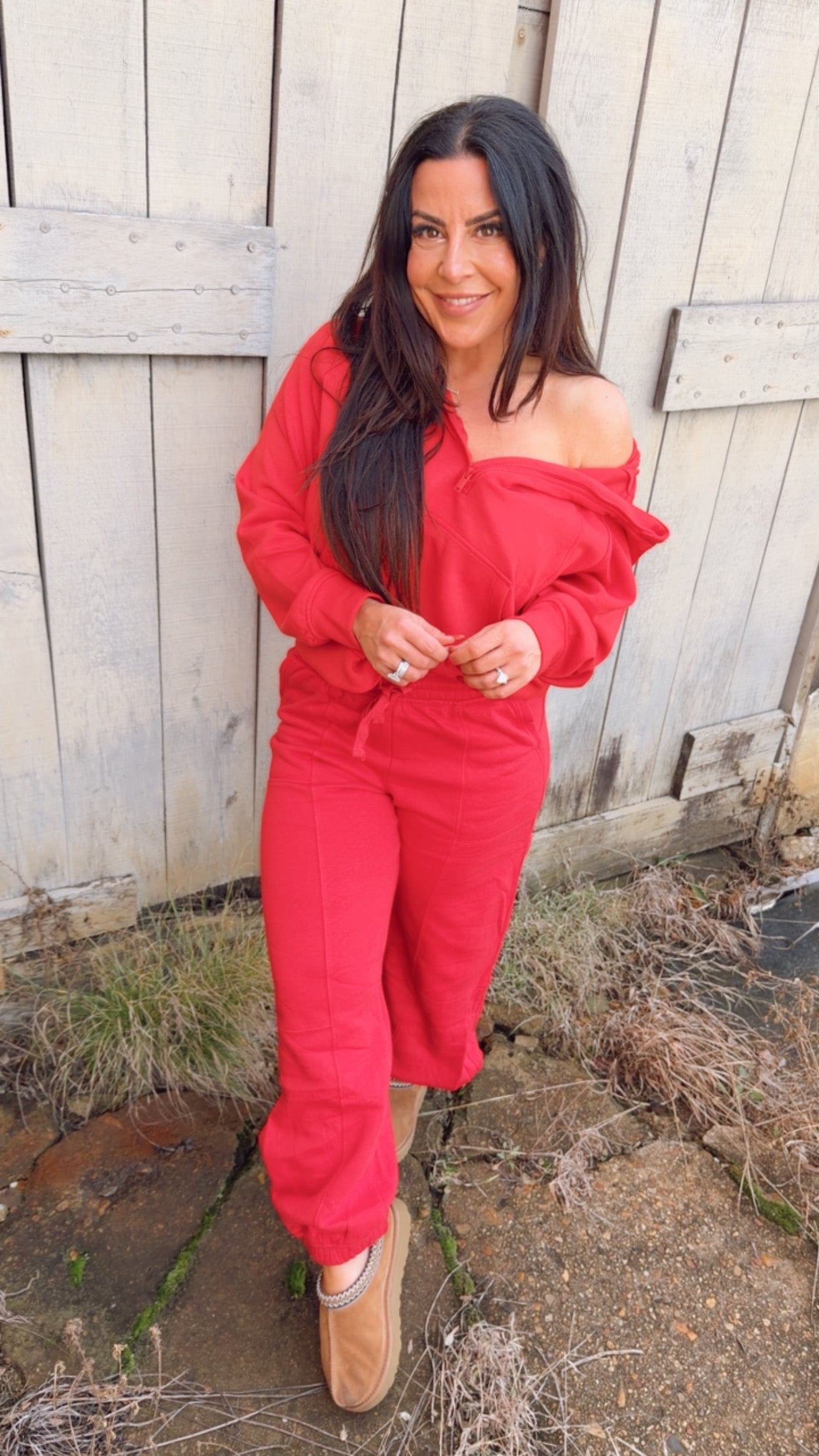 Ultra Soft Rae Mode True Red 1/2 Zip Hoodie