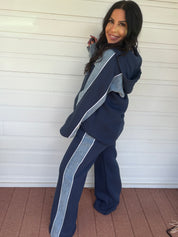 Denim and Navy Luxe Hoodie and Jogger Set