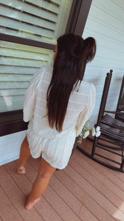 The Greii Ivory Textured Two Piece Set Shorts and Tie Top
