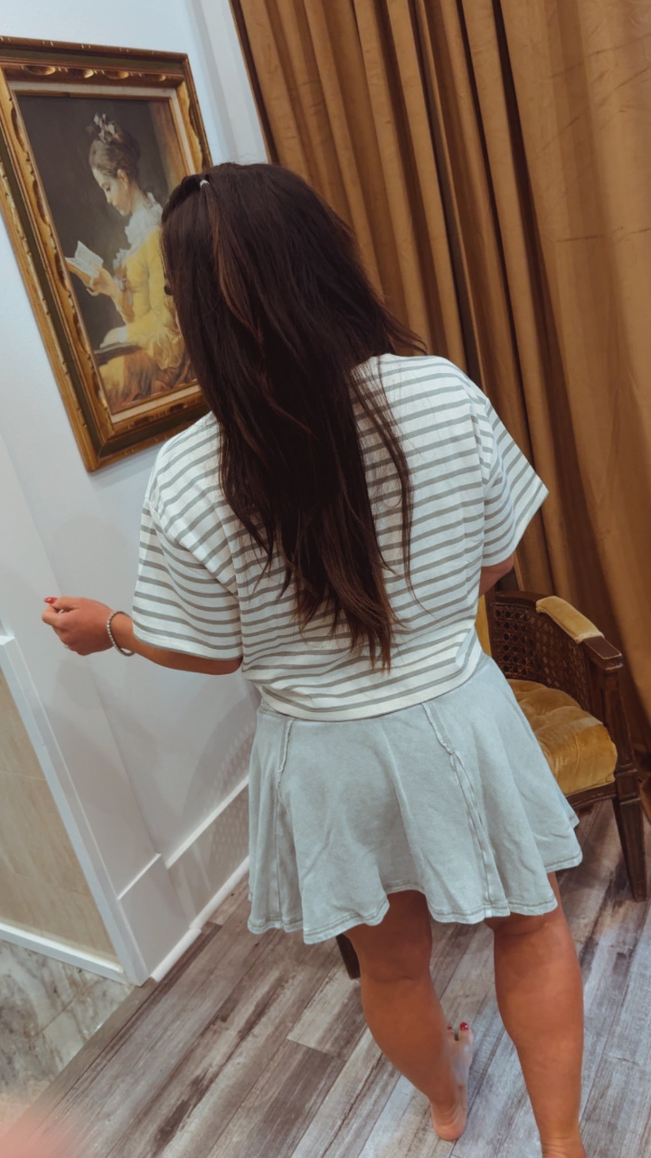 Chic Sage Flowy Knit Skort