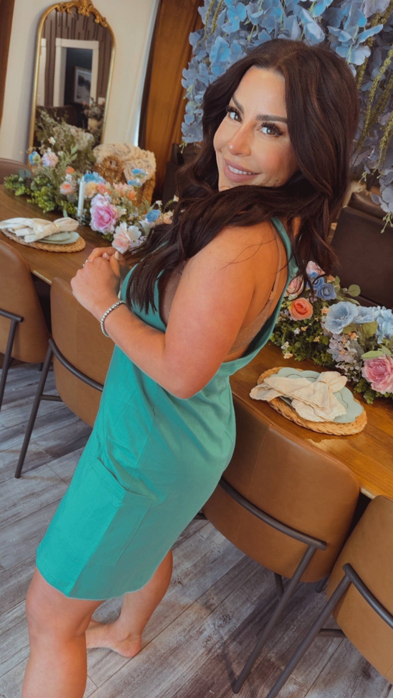 Mint Green Tank Romper With Pockets