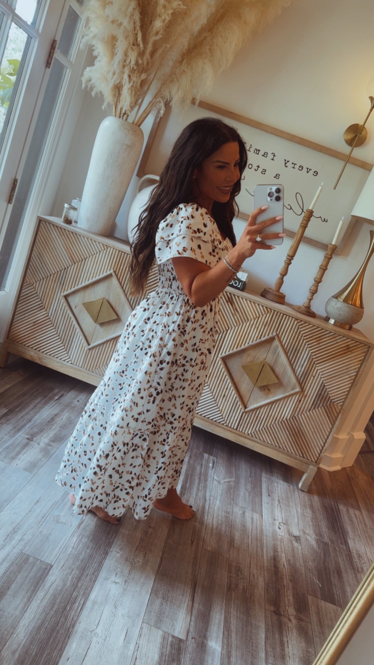 Chic White and Cheetah Tiered Dress