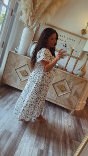 Chic White and Cheetah Tiered Dress