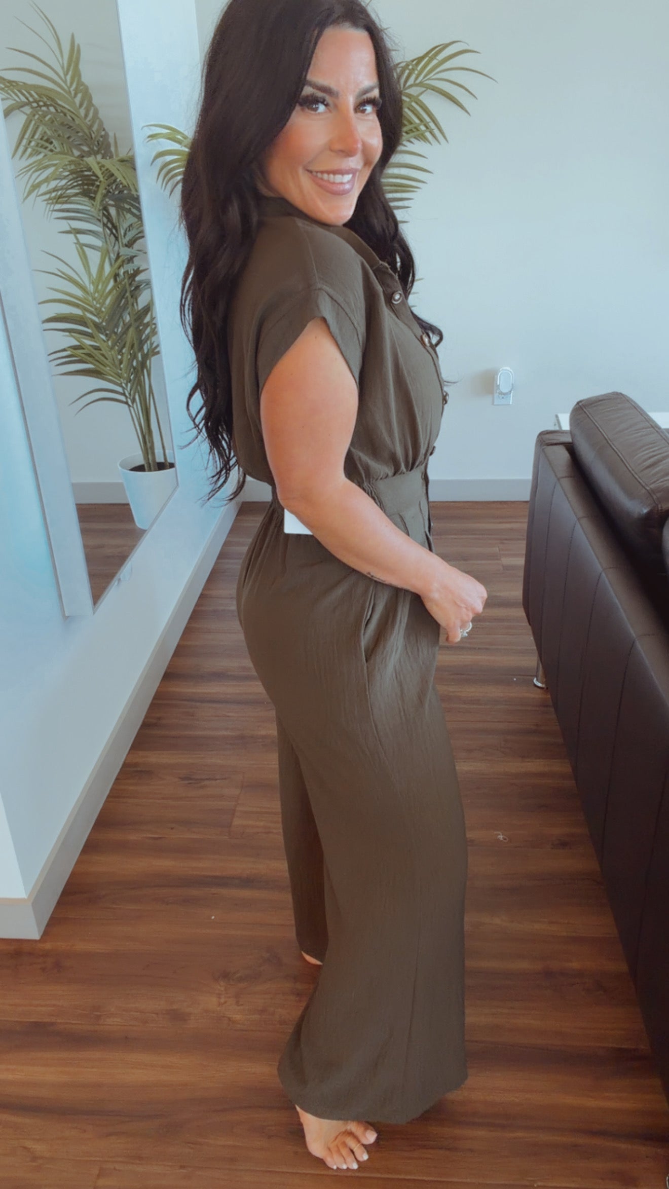 Cozy Co Olive Button Up Jumper