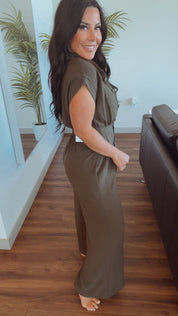 Cozy Co Olive Button Up Jumper
