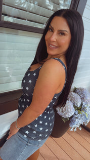 Ultra Soft Ribbed Blue and white Star Tank