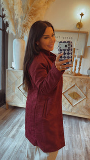 Chic Wine Embossed Blazer