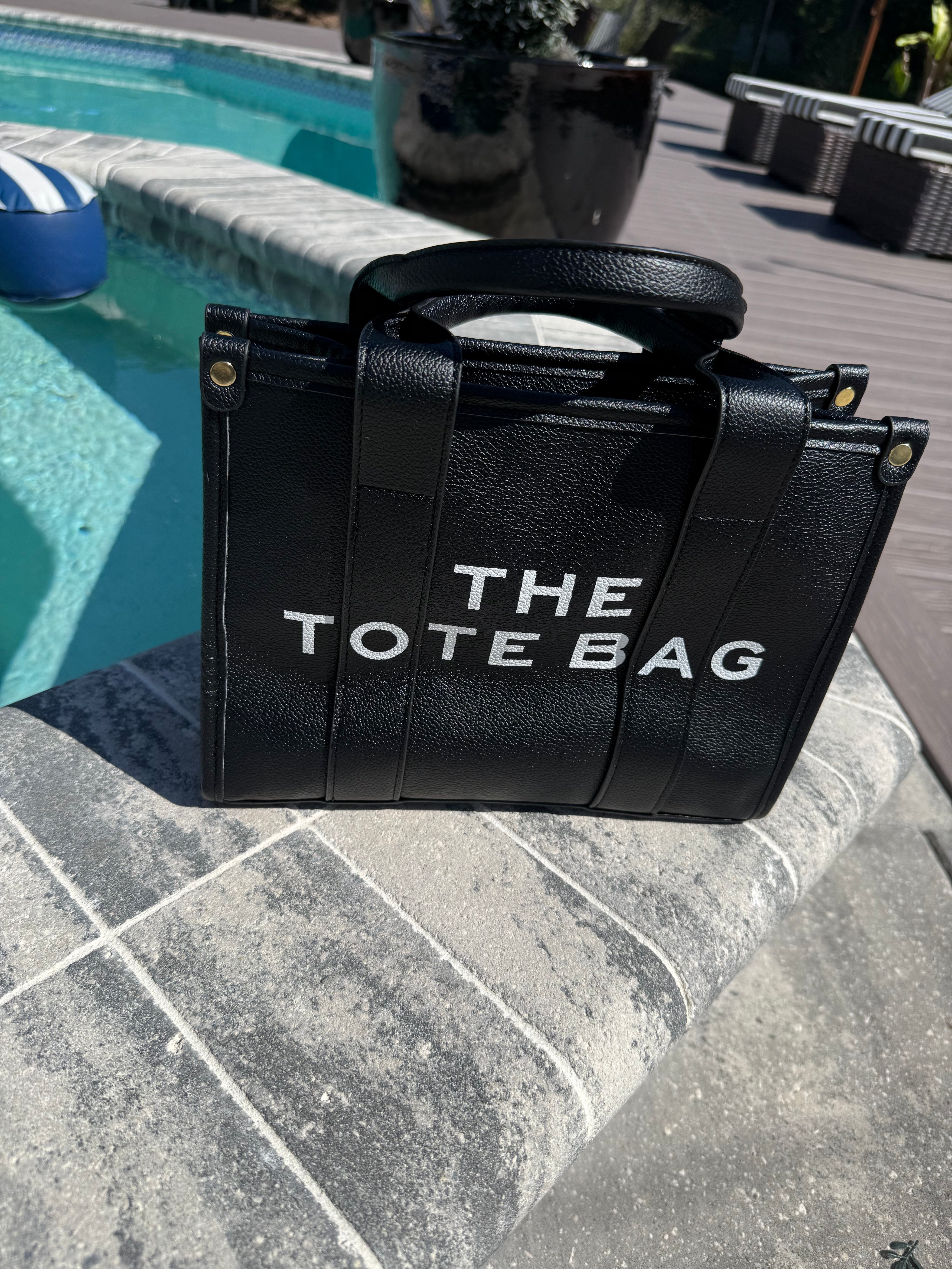 Black The Tote Shoulder Strap Purse Bag