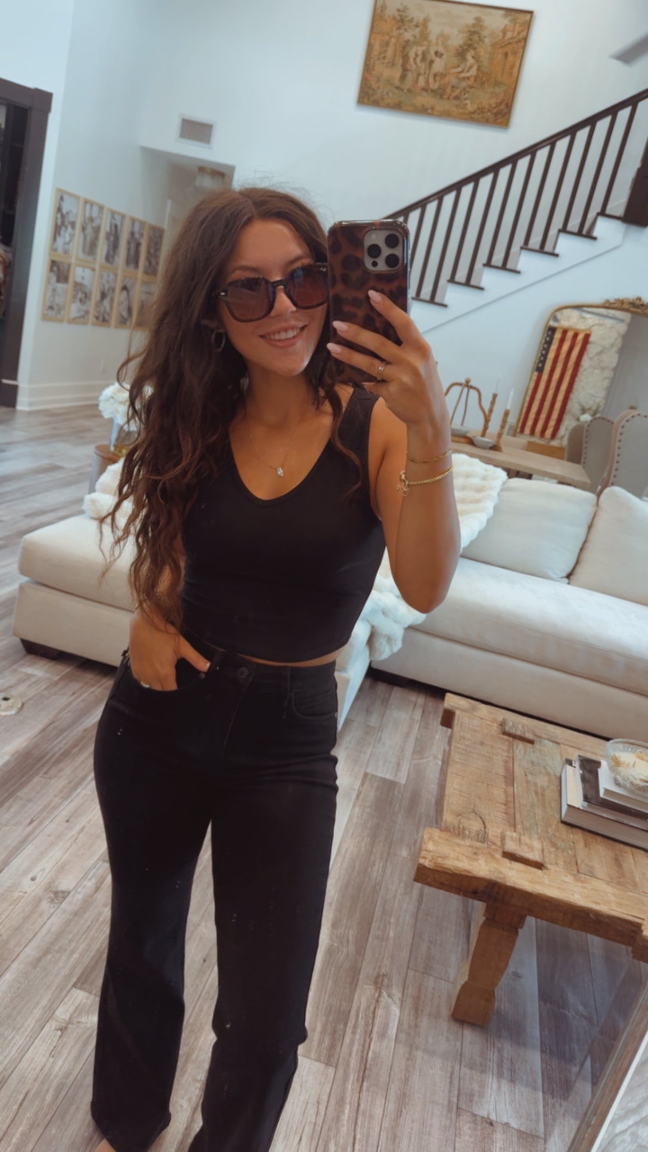 Black Vneck Everyday Cotton Crop Tank