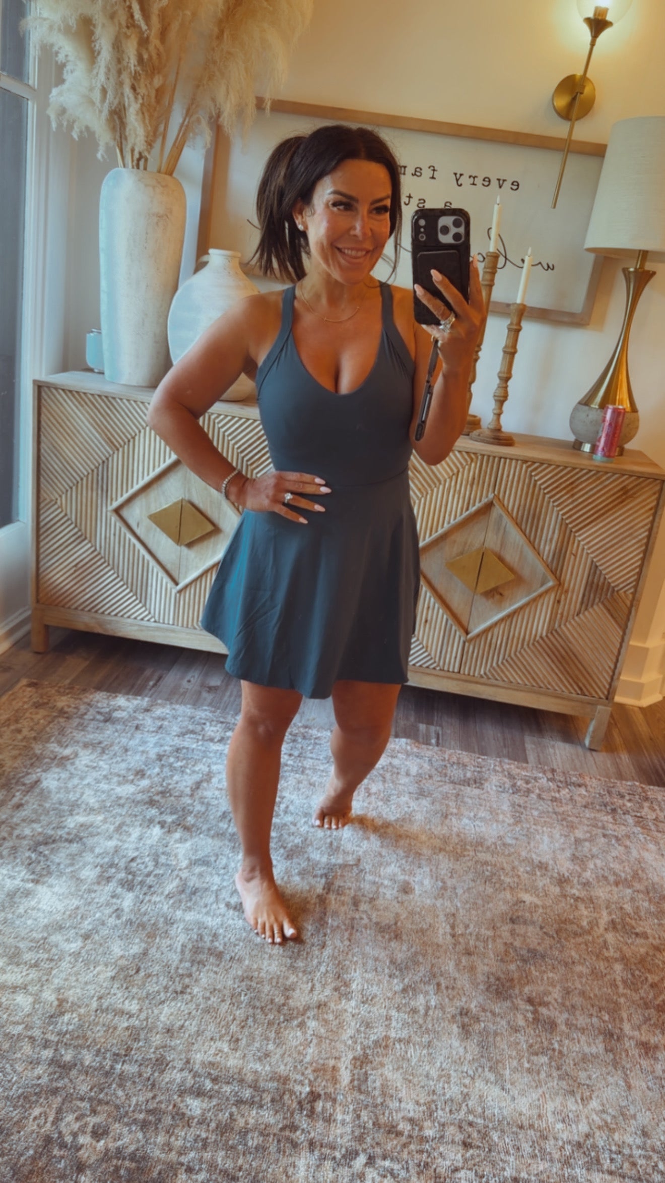 Sassy Dark Teal  Athletic Dress With Shorts