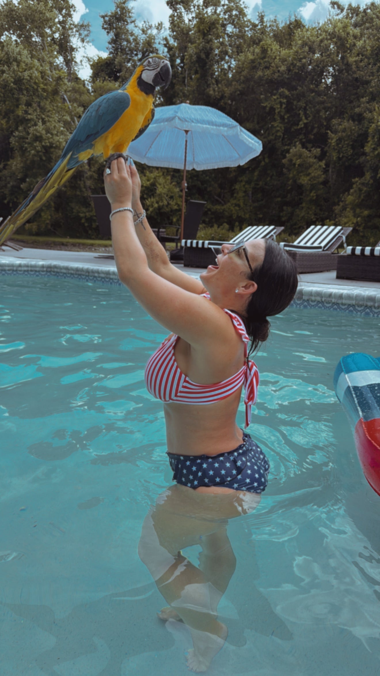 DTW Exclusive Red and White Stripe Bikini Top
