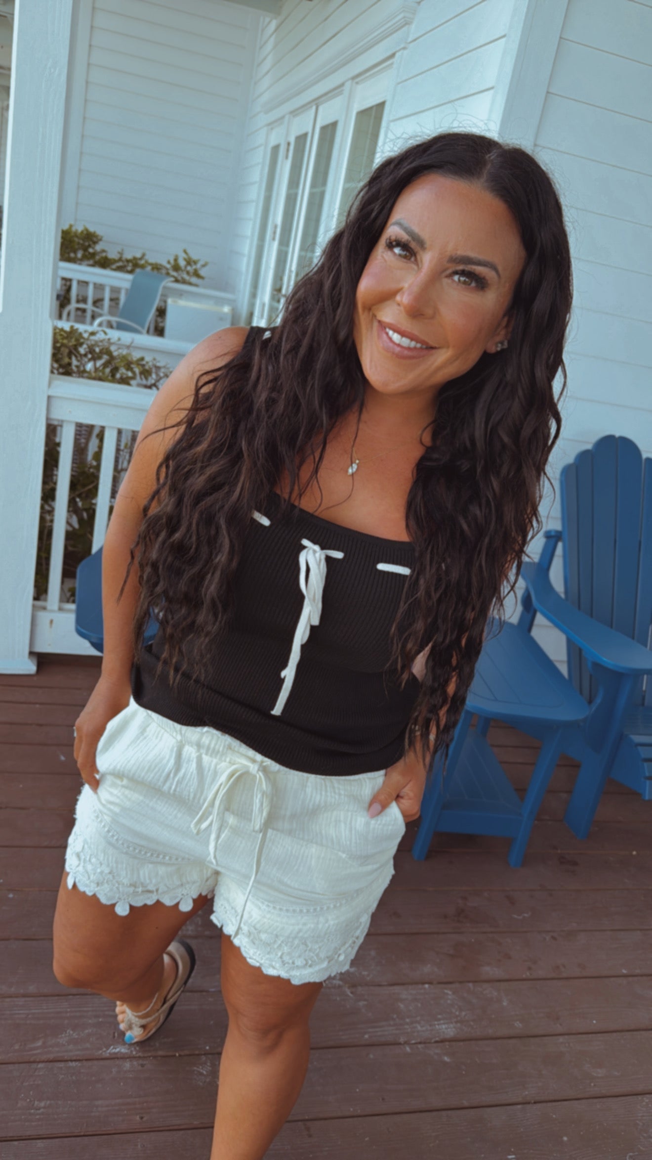 Ivory Lace Textured Shorts