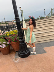 Seafoam Box Pleat Flare Denim Dress