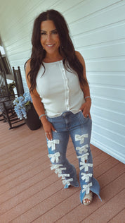 Ultra Soft Knit Taupe Sleeveless Button Up Top