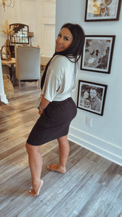 Sassy Black And Leopard Drawstring Skirt