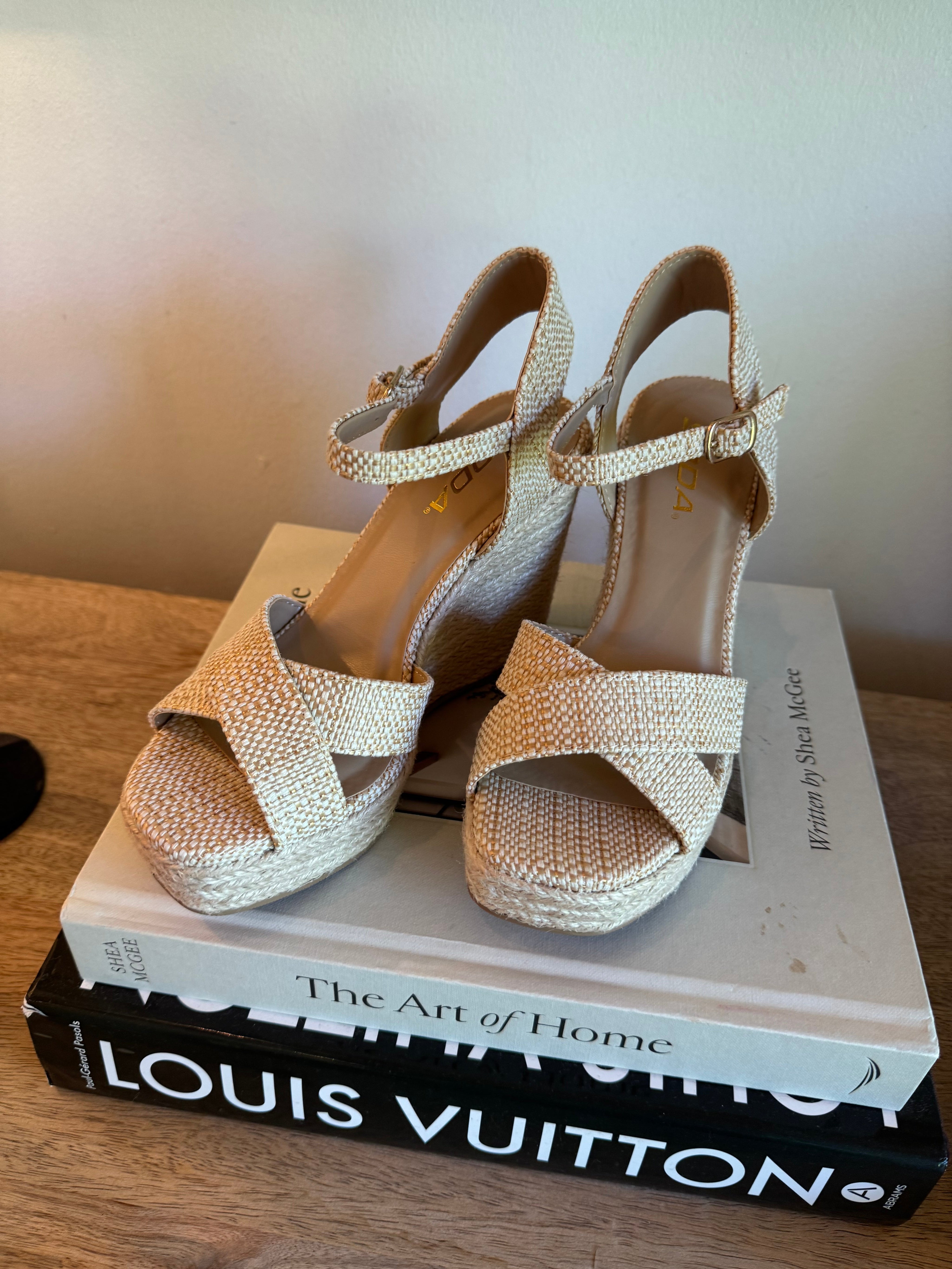 Gold and Natural Strap Wedges