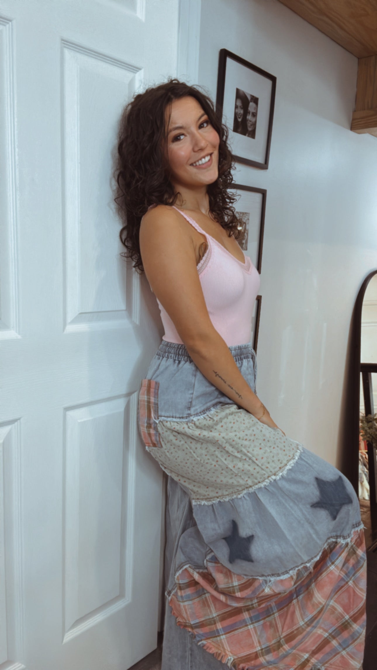 Sassy Pink Lace Trim Ribbed Bodysuit