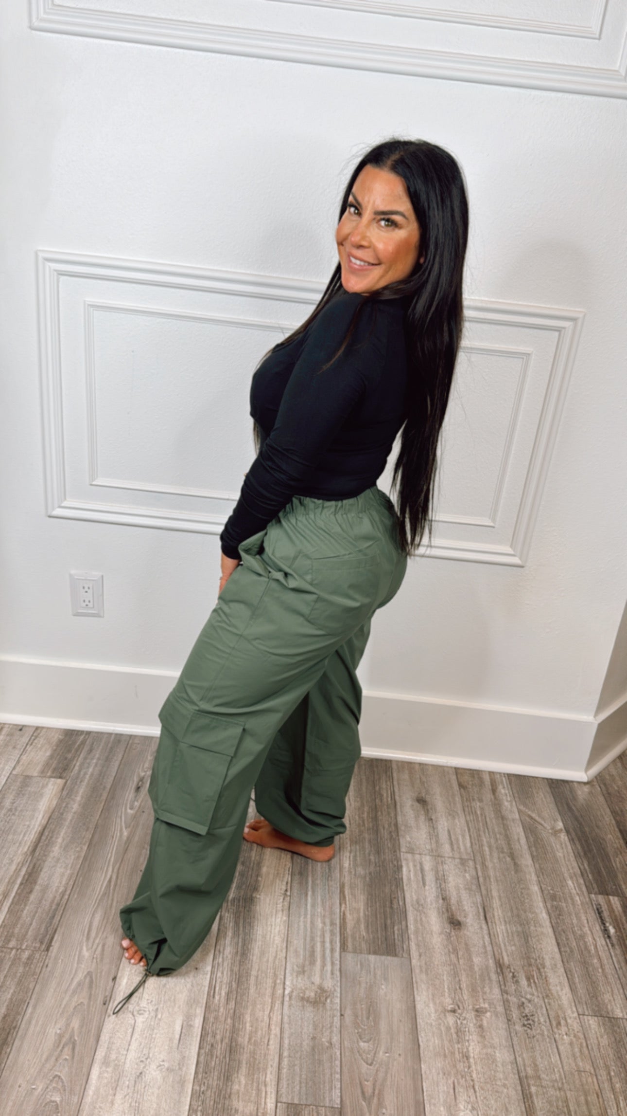 Olive Windbreaker Cargo Pants-DEAL OF THE DAY !