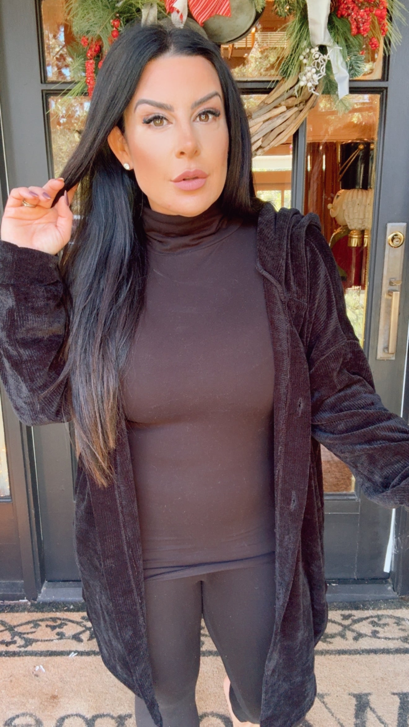 Black Ultra Soft Button Up Hoodi