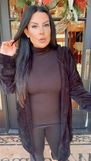 Black Ultra Soft Button Up Hoodi