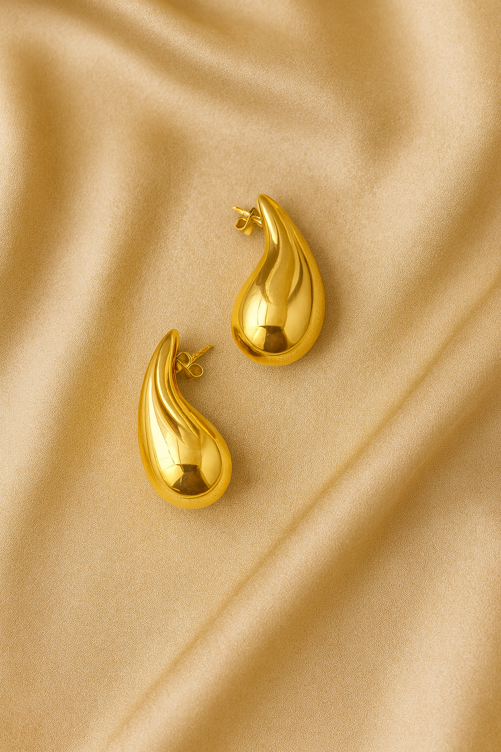 Bella Neane  Puff Tear Drop Gold Earrings