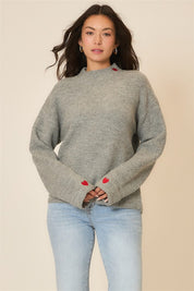 Cozy Co Soft Brushed Knit Sweater With Heart