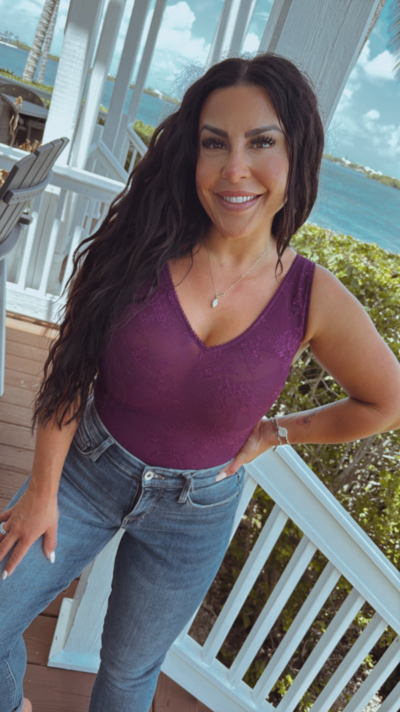 Sassy Purple Lace Shaping Body Suit