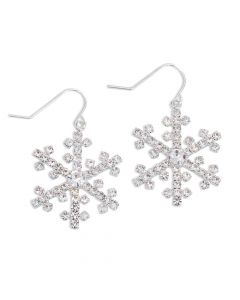Sparkle Silver Snowflake Dangle Earrings