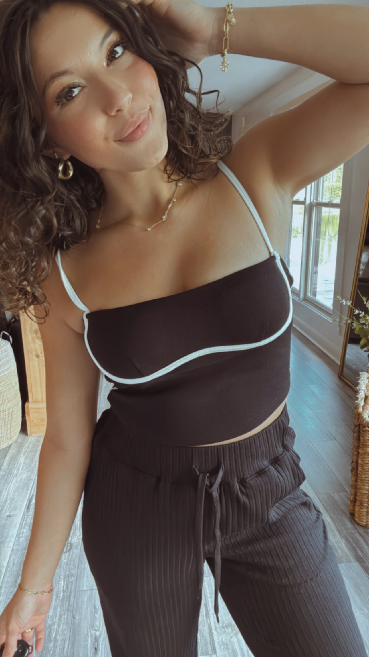 Sassy Black and White Trim Tank