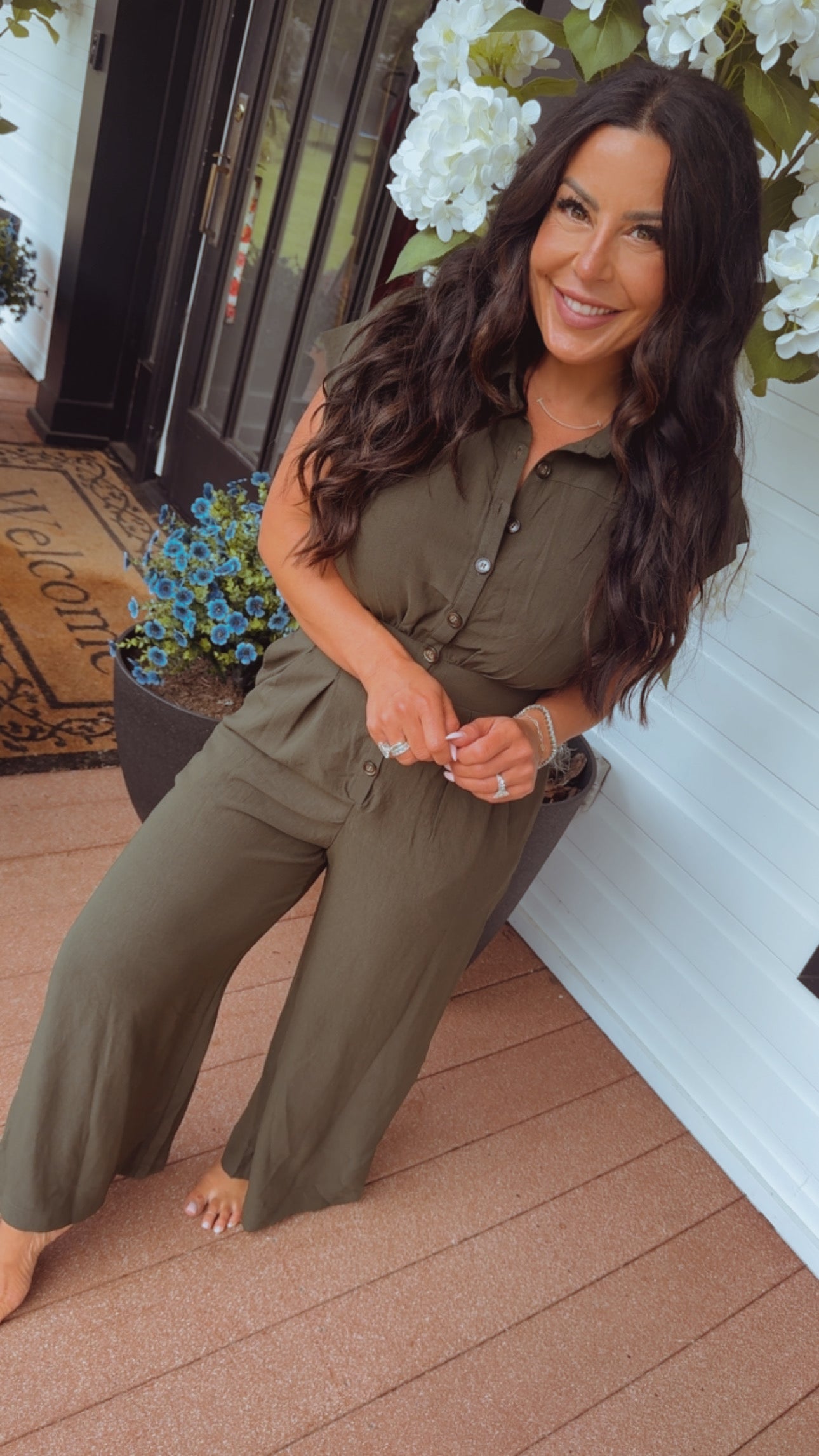 Dark Olive Ultra Soft Cap Sleeve Jumpsuit