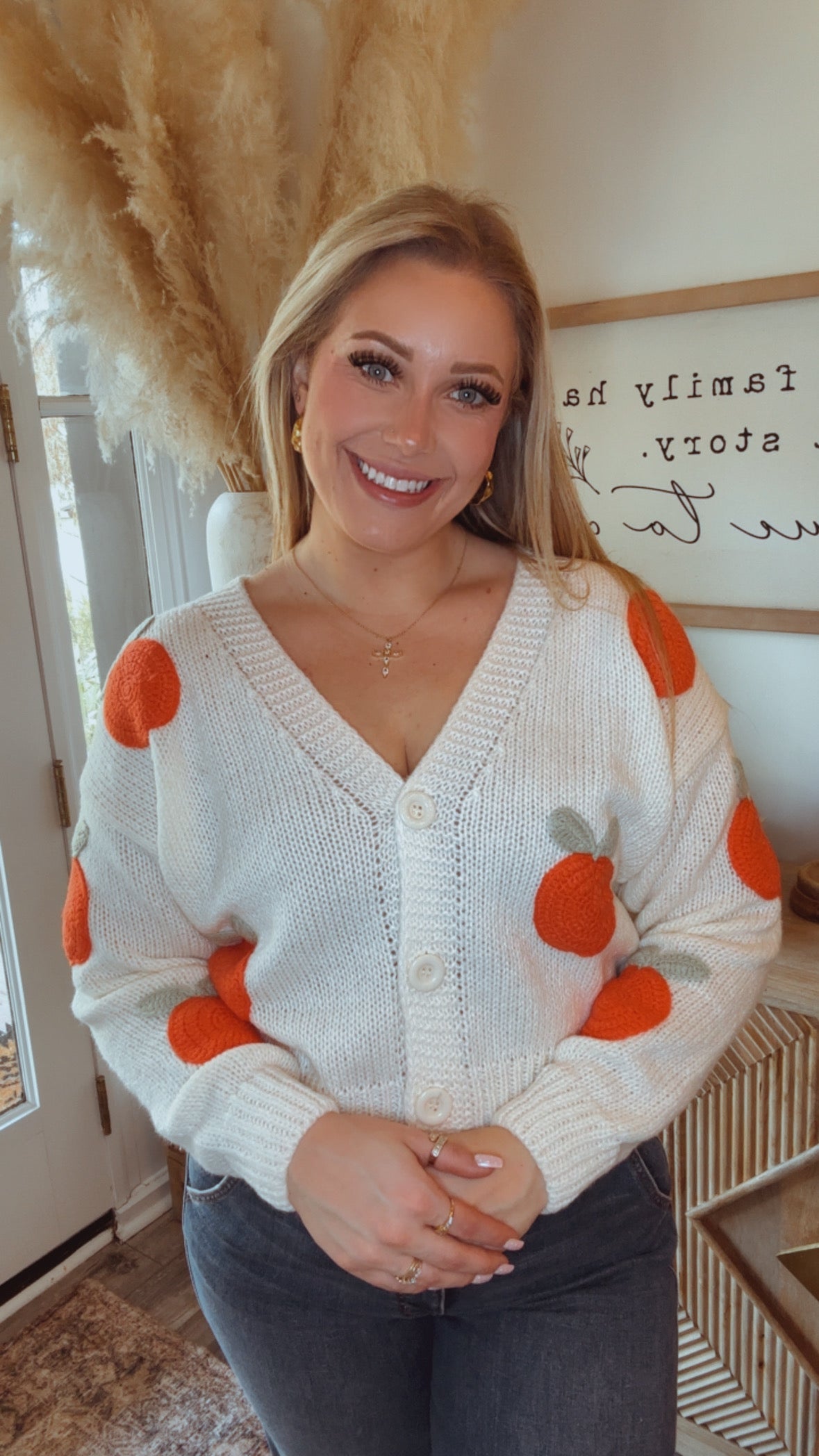 "The Holly" Ivory and Oranges Knit Sweater