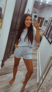 Chic Blue and White Stripe Two Piece Set