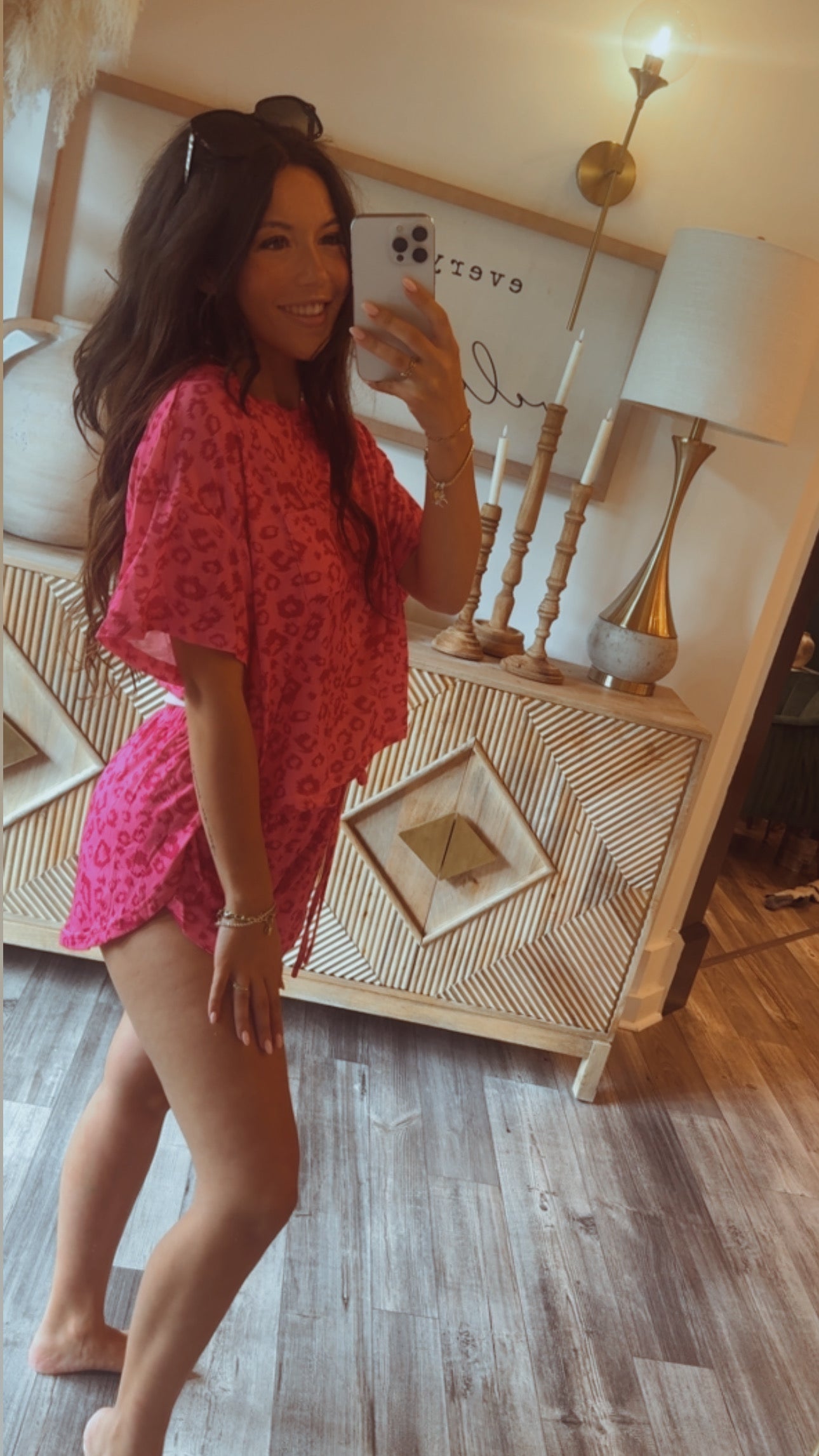 Hot Pink Cheetah Two Piece Set Top and Shorts