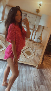 Hot Pink Cheetah Two Piece Set Top and Shorts