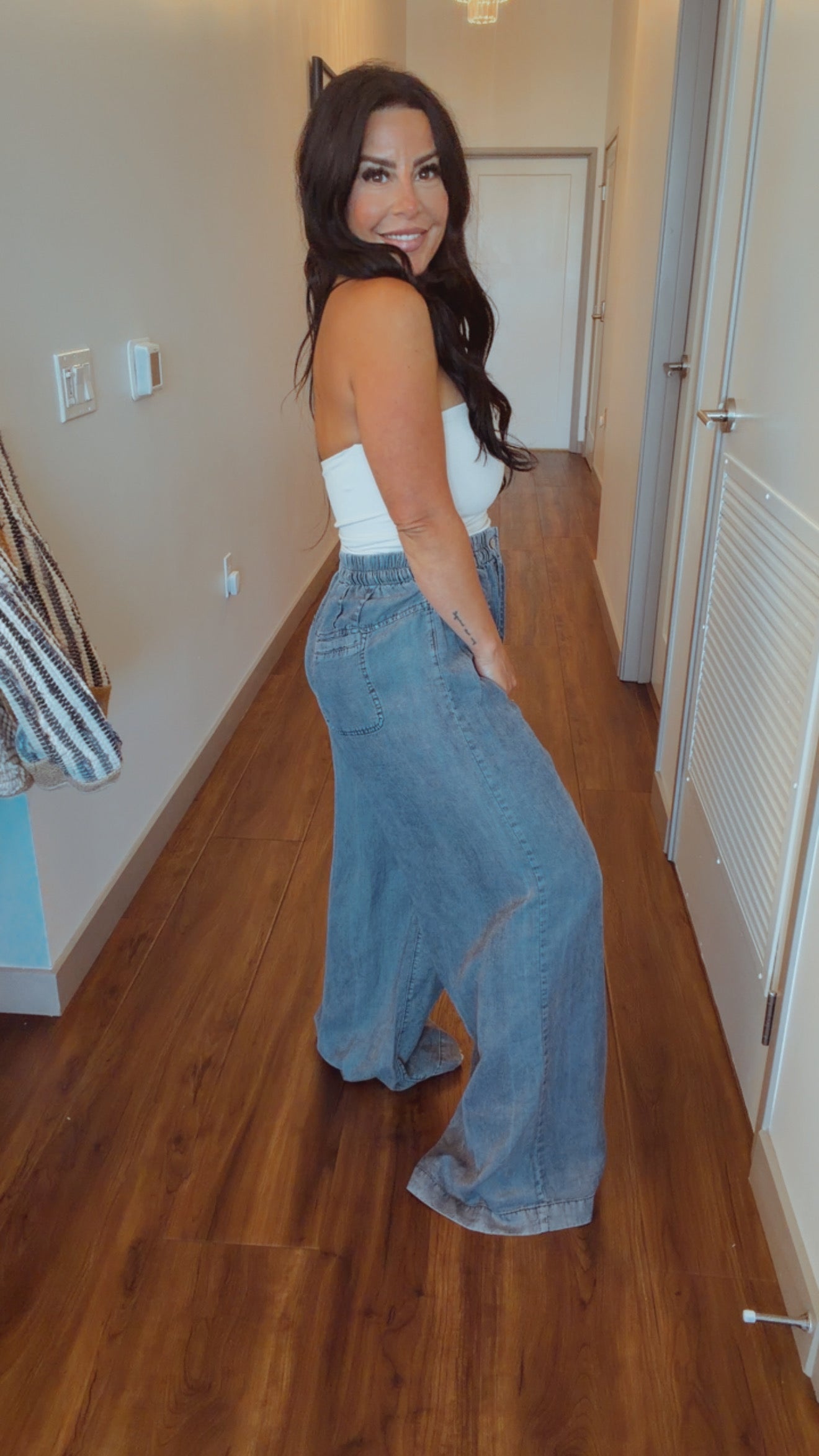 Cozy Co Dark Denim Wide Leg Joggers