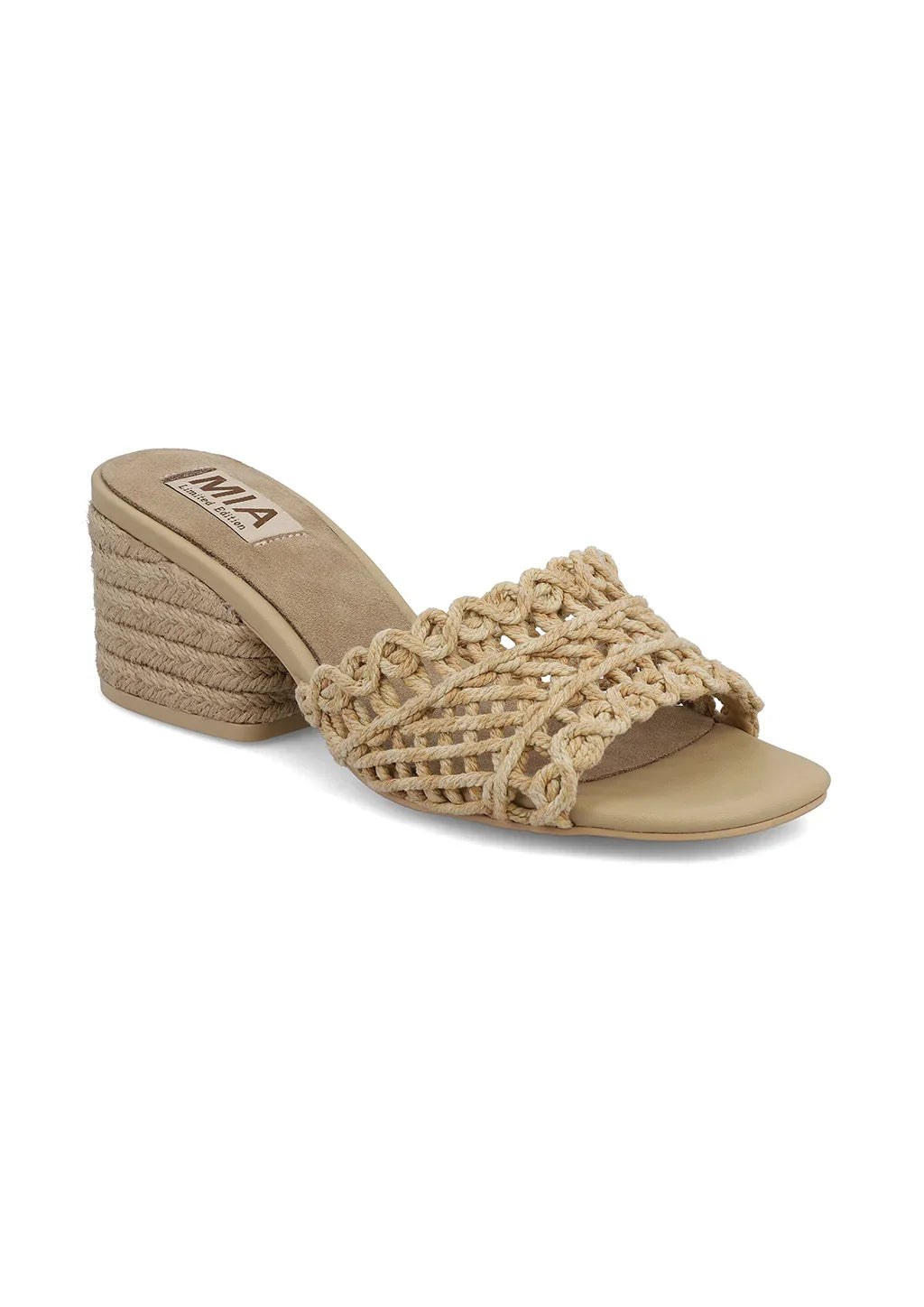 Mia Natural Woven Open Toe Heels