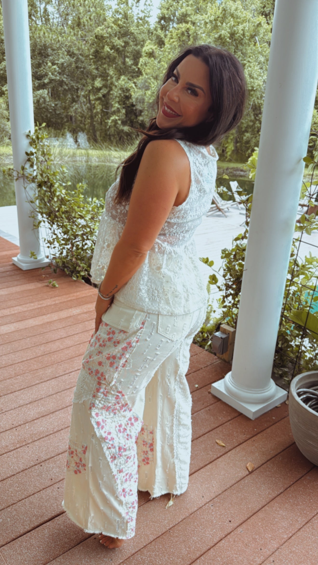 POL Lace Floral Jeans