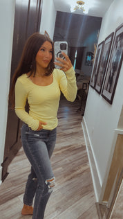 Ultra Soft Yellow Padded Long Sleeve Top