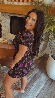 Chic Black and Purple Floral romper