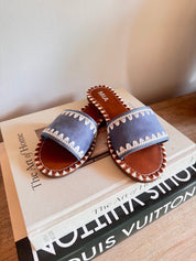 Blue and White Stitched MIA Sandals