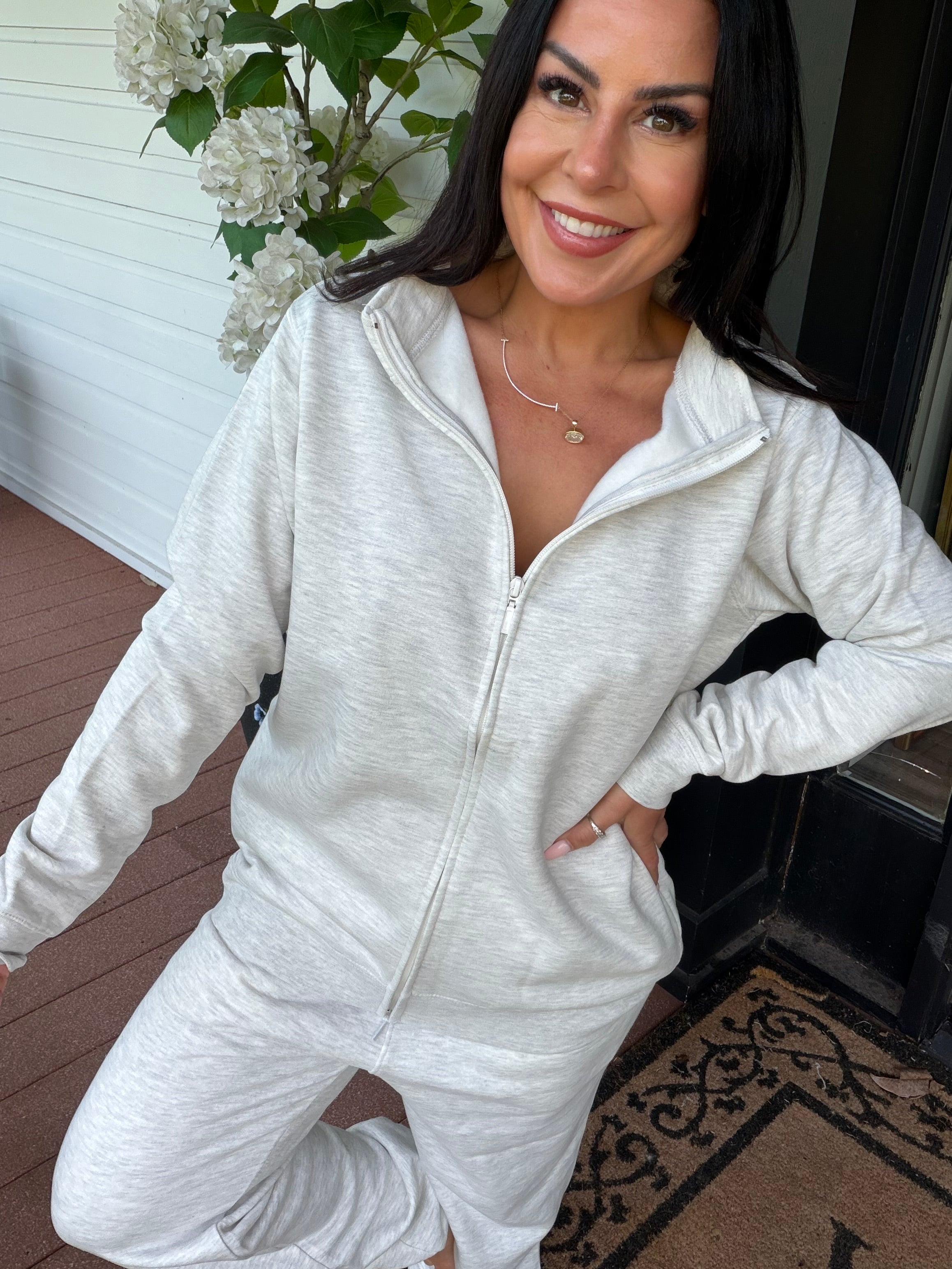Soft Ash Grey Full Zip Up Jacket