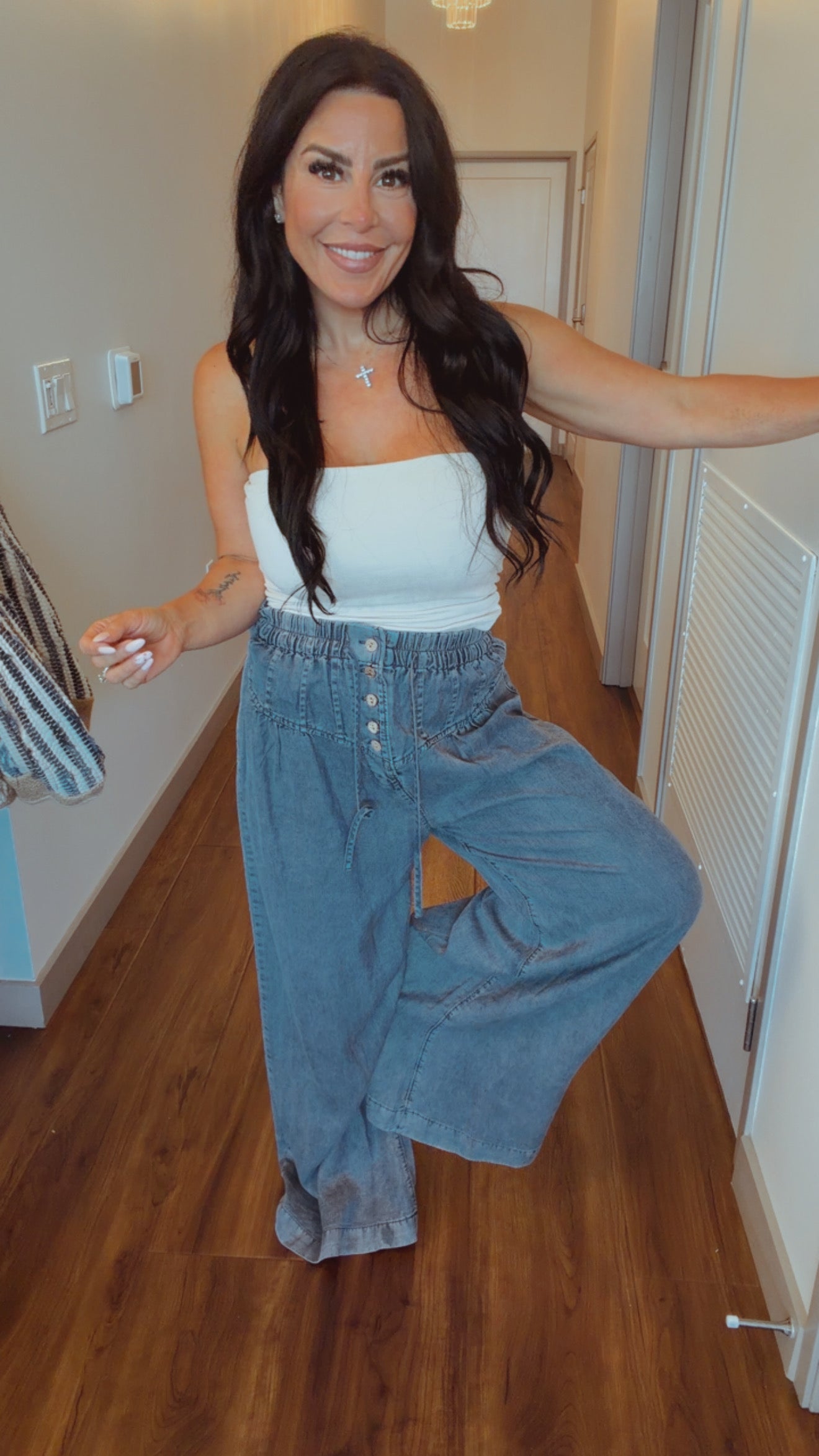 Cozy Co Dark Denim Wide Leg Joggers