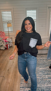 Chic Crewneck Pocket Top